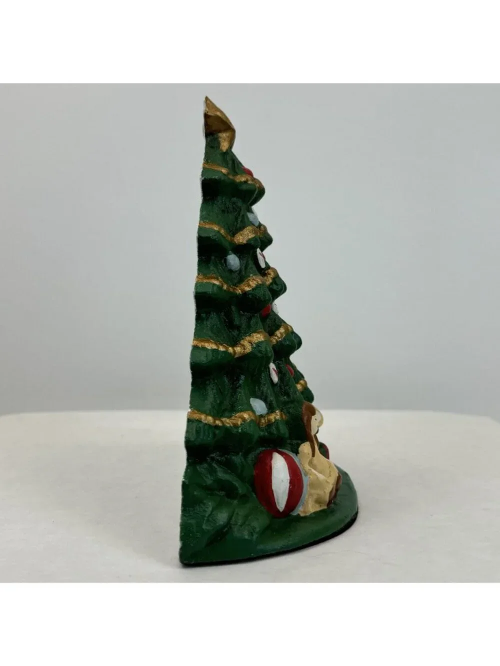 Vintage Lillian Vernon Christmas Tree Cast Iron Doorstop 7.5
